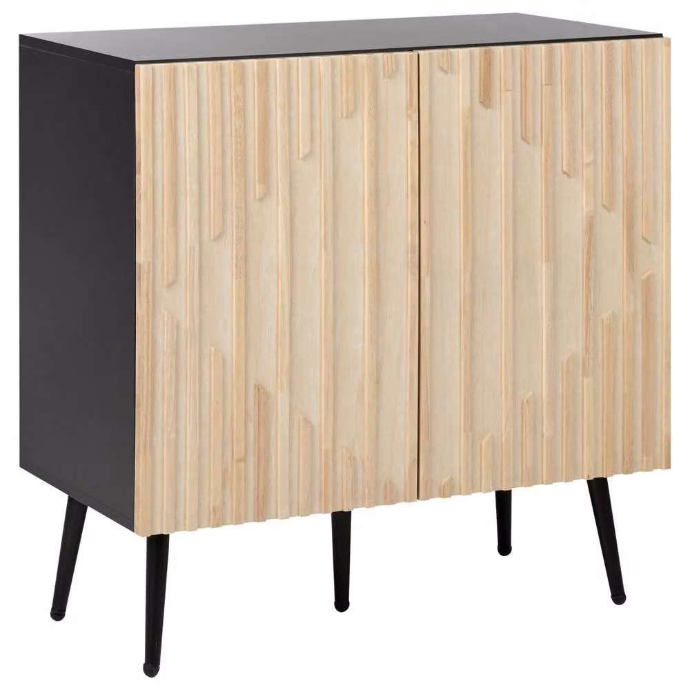 Wyld Haus Modern Rubberwood Sideboard in Light Brown with Iron Legs – 2