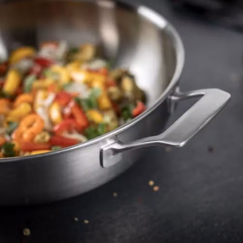 Kuhn Rikon Culinary Fiveply Uncoated Stainless Steel and Aluminium Wok with Lid, Silver, Diameter: 24 cm – 4