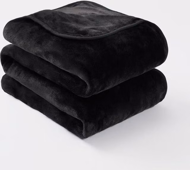 OHS Heated Black Fleece and Flannel Electric Over Blanket with Auto Shut Off
