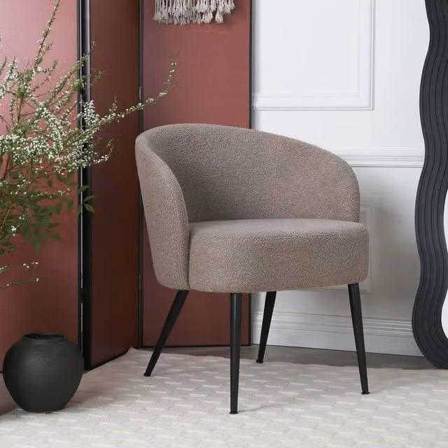 Home Garden Direct Comodo Armchair in Taupe Boucle Teddy Fleece Fabric – 1