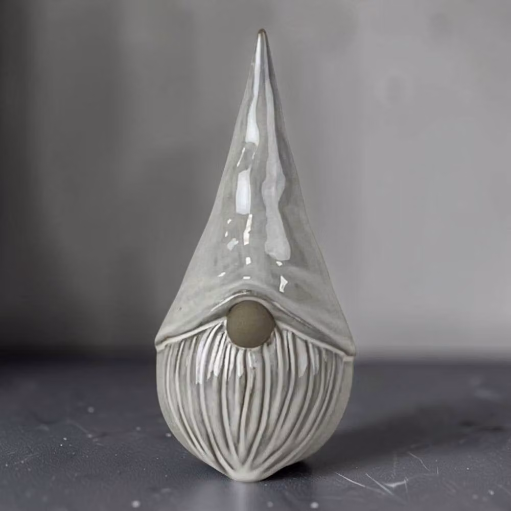 Four Candle Grey Glazed Ceramic Gonk Christmas Ornament with Textured Detail – 2