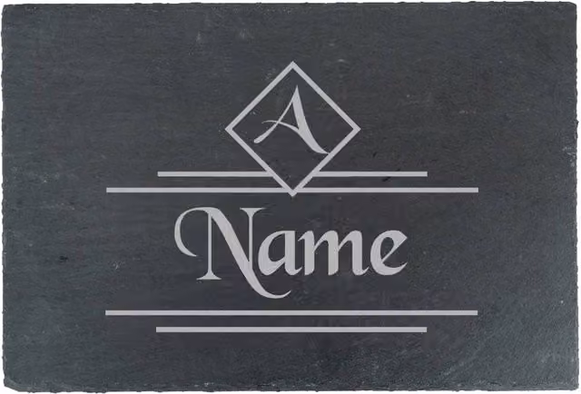 Uniqueful Personalised Name and Initial Design Rectangular Slate Cheeseboard in Black – 1