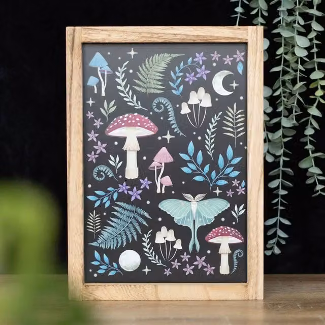 Uniqueful Dark Forest Framed Wall Print, Multicolour Nature Illustration, 15 cm