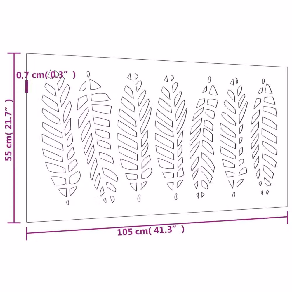 Berkfield Brown Corten Steel Floral Wall Decoration with Leaf Design, W: 105 cm, H: 55 cm – 4