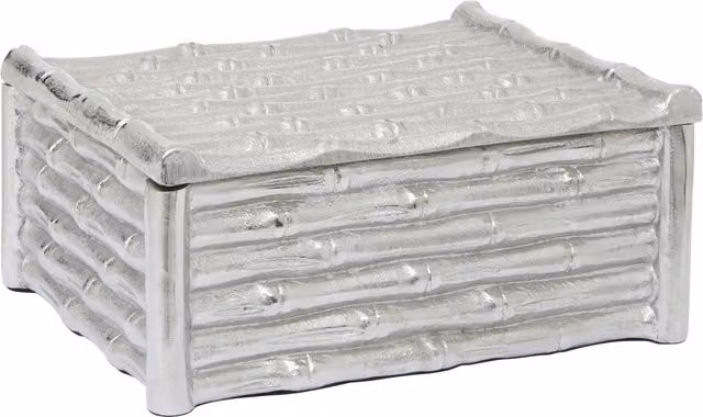 Orsina Hiba Large Silver Finish Bamboo Effect Metal Trinket Box
