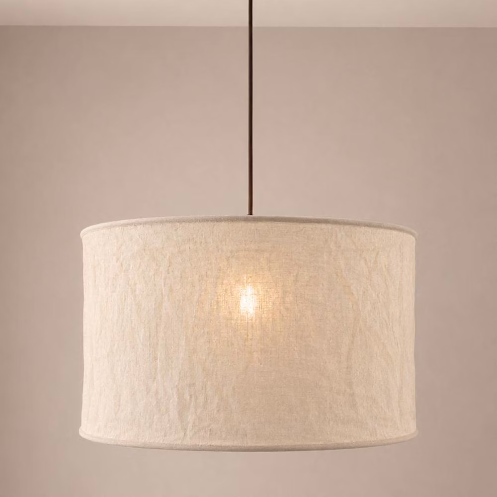 CGC Lighting Sicilia Oatmeal Linen Round Drum Lampshade, Beige, Diameter: 50 cm – 2