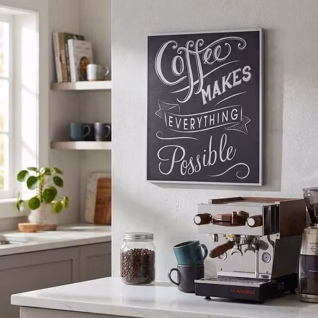 Orsina Coffee Makes Everything Typography Wall Plaque in Black and White – 1