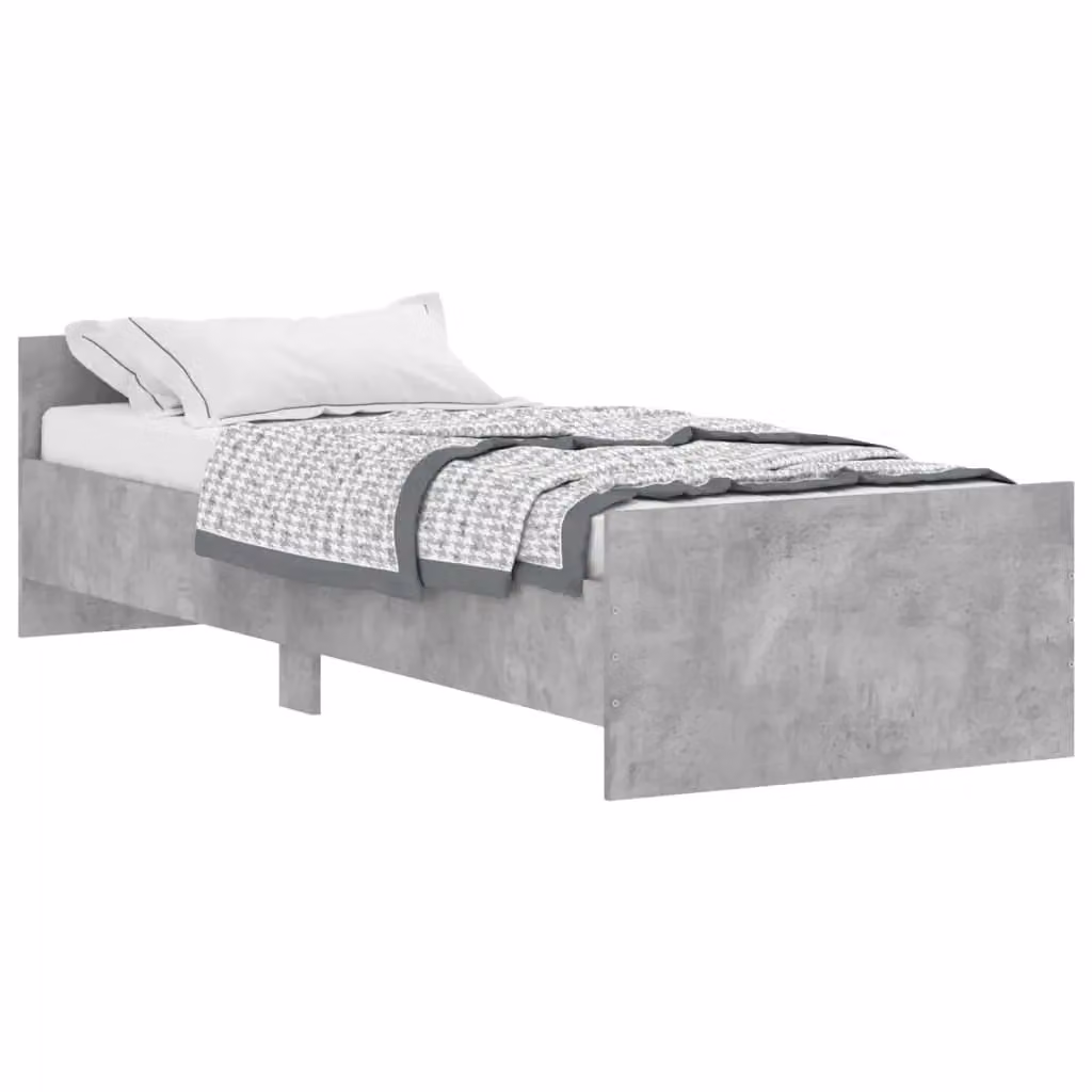 Berkfield Home Small Single Bed Frame in Concrete Grey, Engineered Wood, W/D/H: 75 x 190 cm – 2