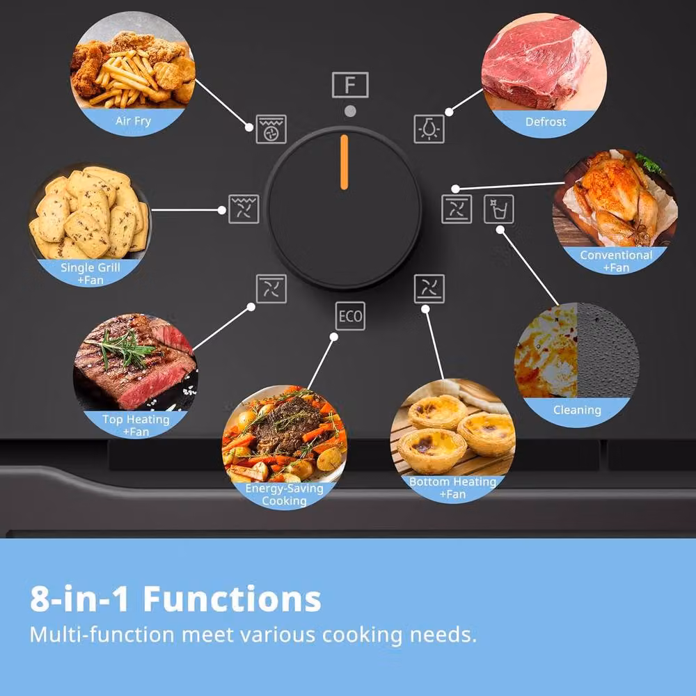 Living and Home 60L Built-in Electric Microwave Combi Fan Oven with Grill and Air Fry Function in Black – 6