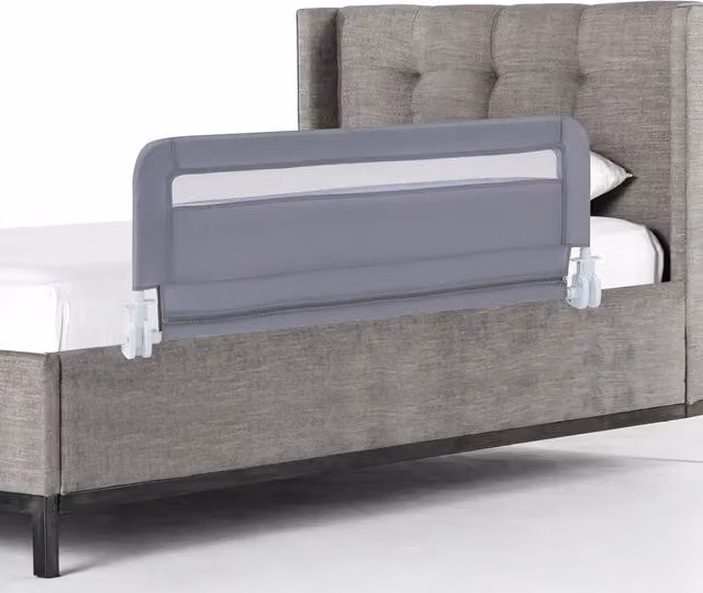 Costway Foldable Baby Bed Rail Guard for Toddlers in Grey