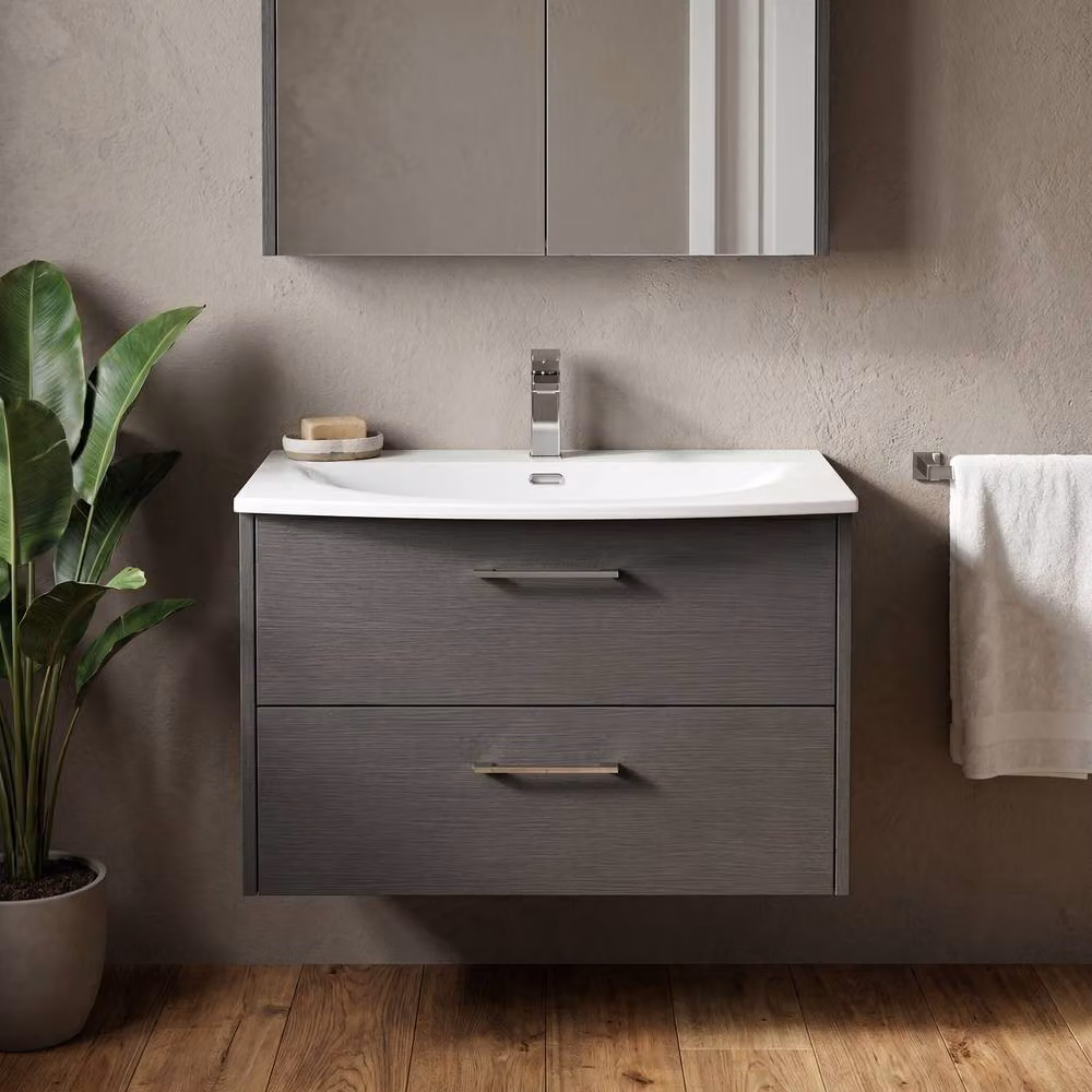 Balterley Winshill 2 Drawer Vanity Basin Unit, Dark Grey Woodgrain, Width: 80 cm – 3