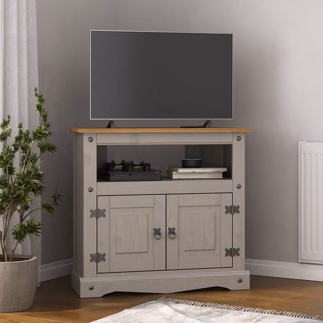 Mews Country House Grey Pine Corner TV Stand