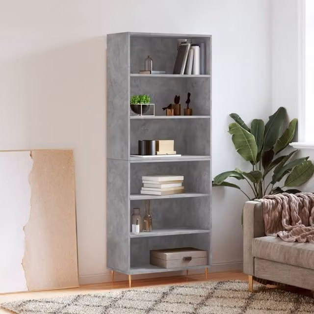 Berkfield Home Modern Freestanding Highboard in Grey, W: 69.5 cm, D: 32.5 cm, H: 180 cm