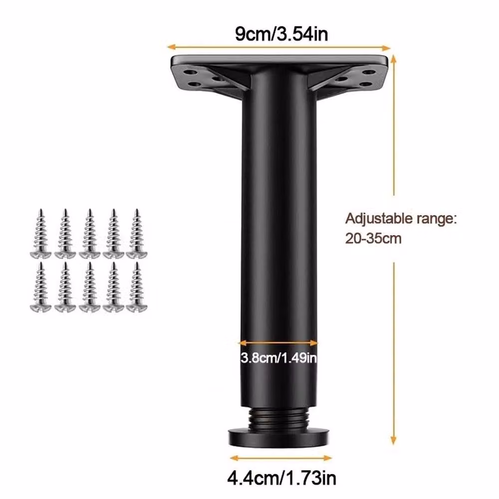 Hinsinc 4 Pack Adjustable Telescopic Metal Furniture Support Legs in Matt Black – 2