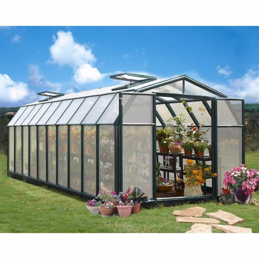 Palram Hobby Gardener Greenhouse in Green with Polycarbonate Panels, W: 266 cm, H: 208 cm, L: 641 cm – 2