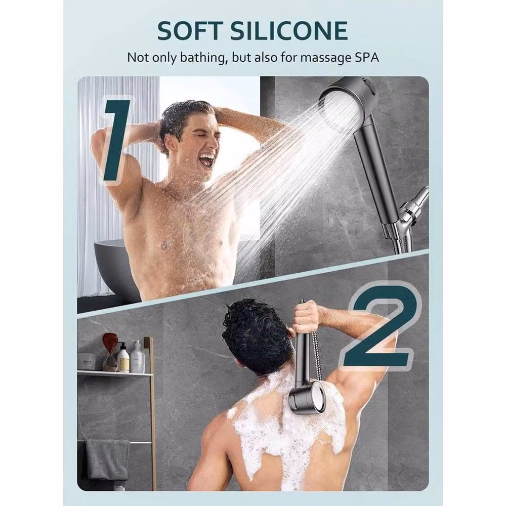 NESTLUNE Handheld Hard Water Filter Shower Head in Grey – 4