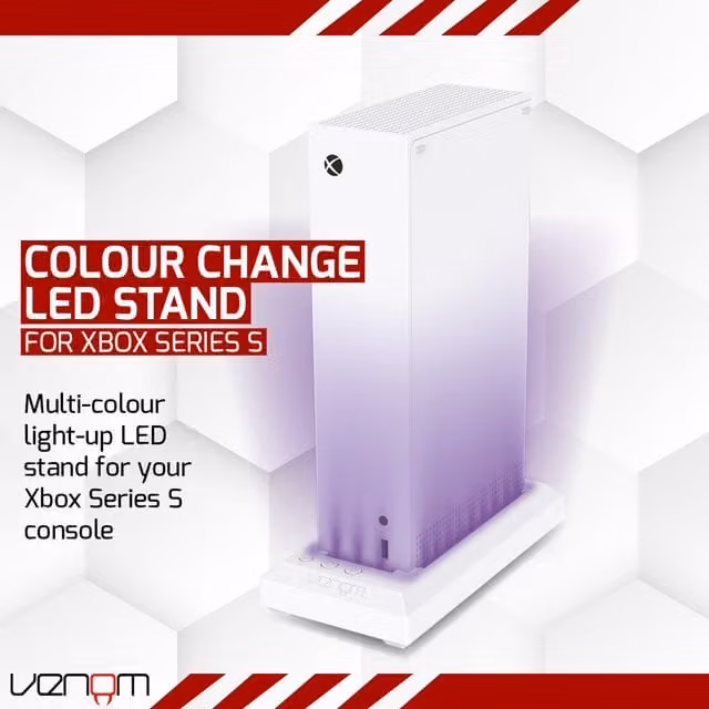 Venom Multi-Colour LED Light Up Console Stand in White for Xbox Series S