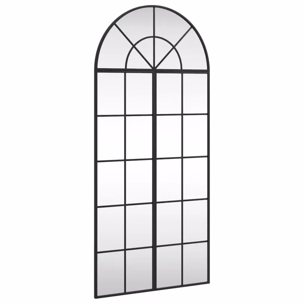 Berkfield Home Minimalist Arch Wall Mirror in Black Metal and Glass, H 130 cm x W 60 cm – 2