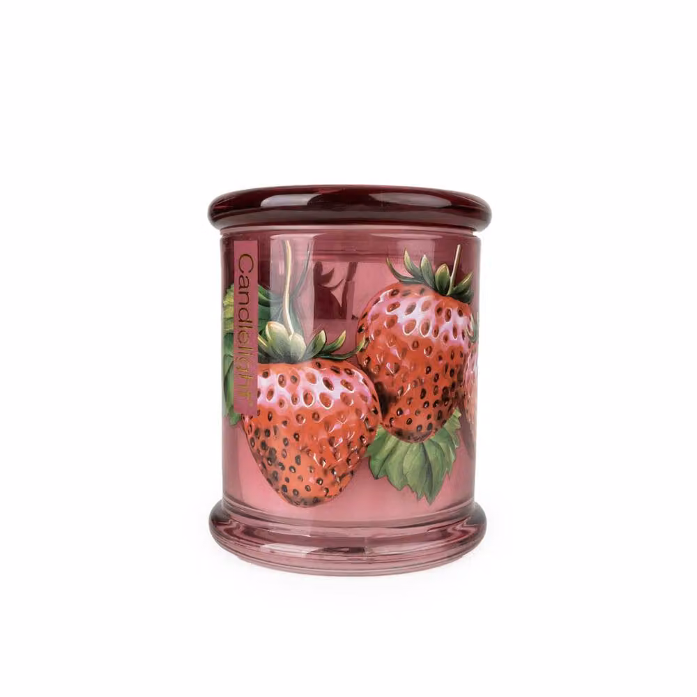 Madison & Mayfair Large Wild Strawberry & Rhubarb Lidded Jar Candle in Pink – 2