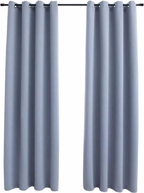 Berkfield Home Grey Blackout Curtains with Eyelets, 2 Pack, W: 140 cm, H: 175 cm