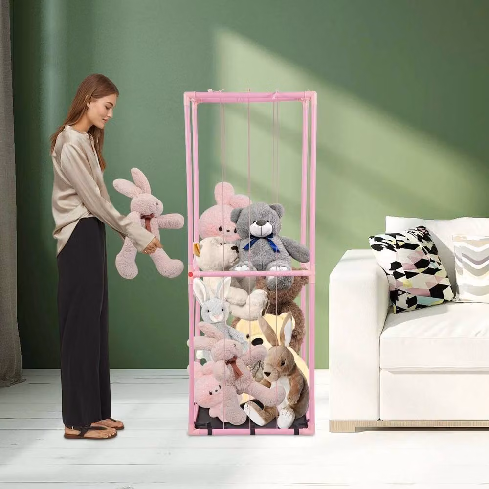 Ventryn Stuffed Animal Storage Holder and Plush Toy Organiser in Pink – 3