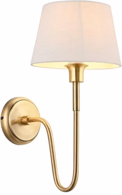 Netlighting Rouen & Cici Wall Lamp Shade with Brass Plate and Ivory Linen – 1