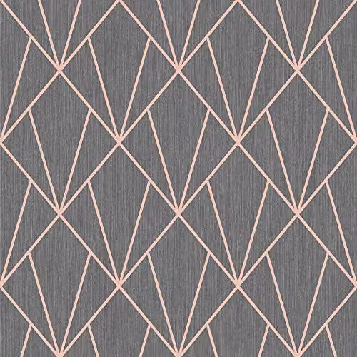 Muriva Indra Rose Gold Geometric Vinyl Wallpaper