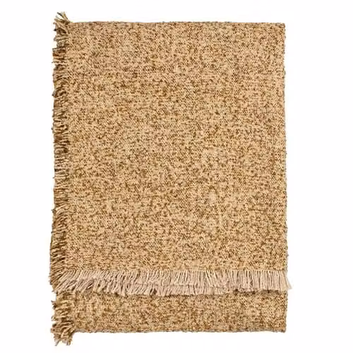 Riva Home Yard Doze Woven Fringed Throw in Beige, W/D/H: 170 x 130 x 1 cm