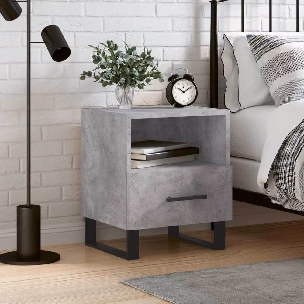 Berkfield Home Modern Bedside Cabinet in Concrete Grey, W/D/H: 40 x 35 x 47.5 cm – 2