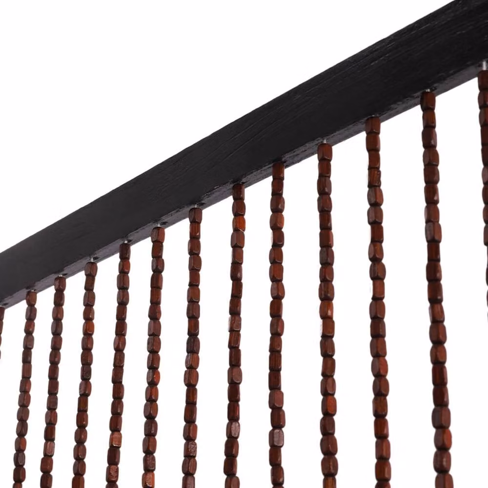 VOGREX 31 Line Natural Wood Beaded Curtain in Brown and Multicolour, W: 90 cm, H: 208 cm – 2