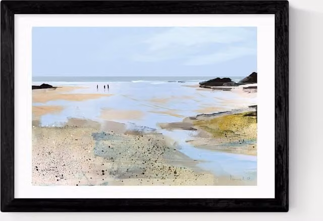 East End Prints Sea View Framed Landscape Photograph Art Print in Black and Multicolour