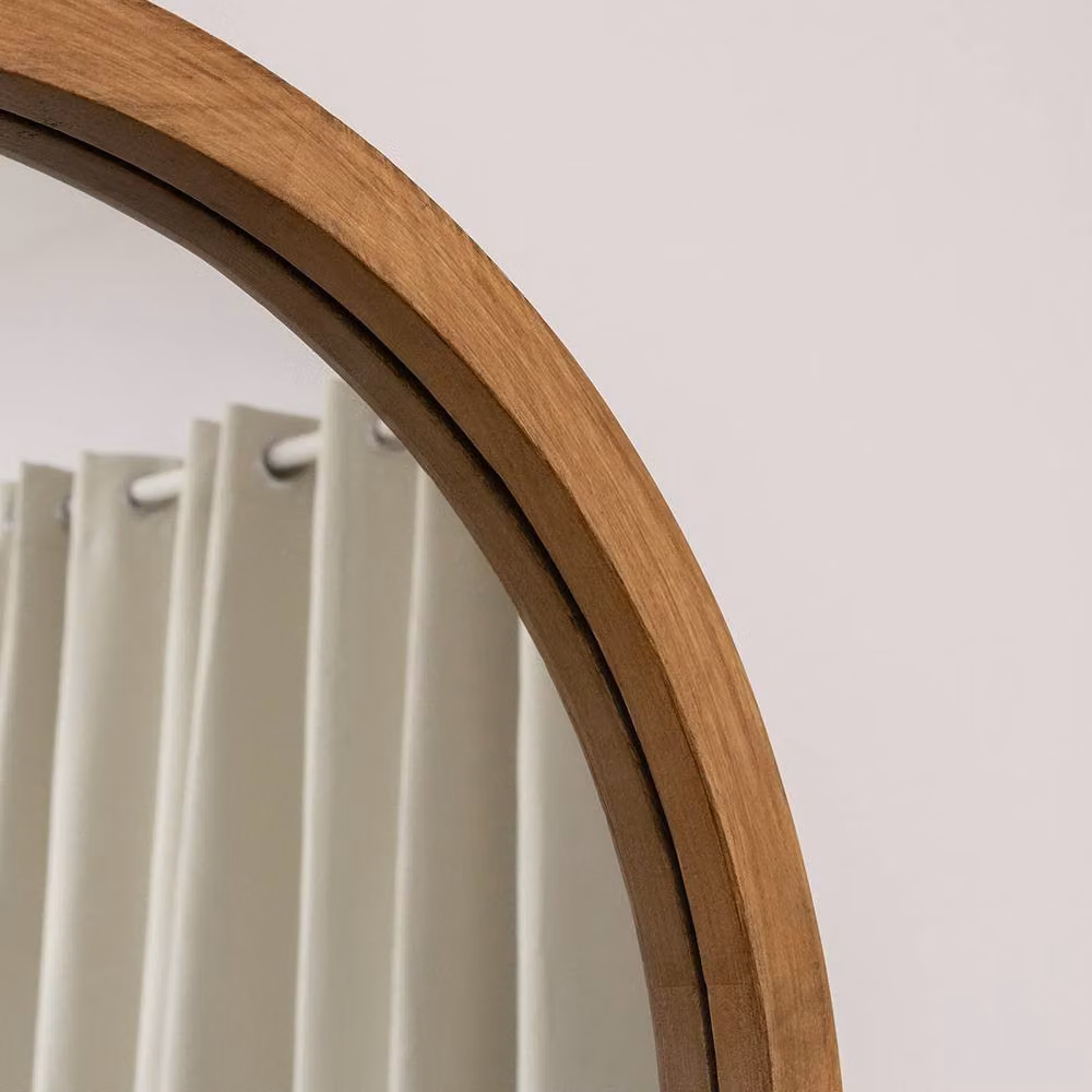 Melody Maison Round Rustic Wood Frame Wall Mirror in Brown, Diameter: 55 cm – 2