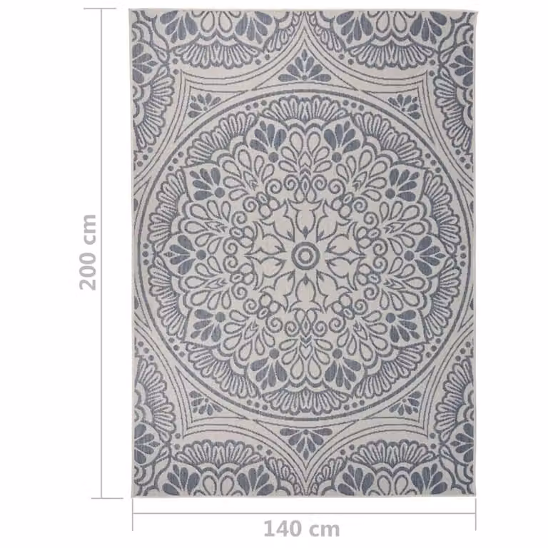 Berkfield Home Blue Patterned Round Outdoor Flatweave Rug, Diameter: 100 cm