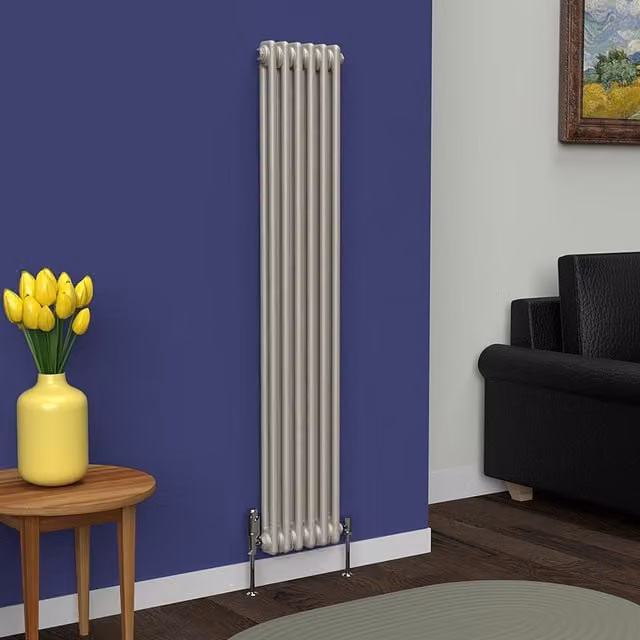Lux Heat Vertical Coloured Column Radiator in Dune Grey, H 150 cm x W 29 cm