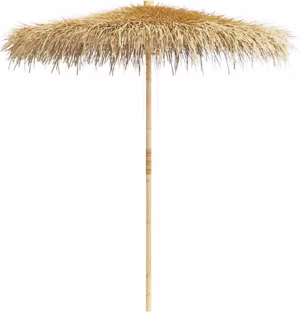 Berkfield Home Bamboo Parasol with Banana Leaf Roof in Brown, Diameter: 210 cm – 1