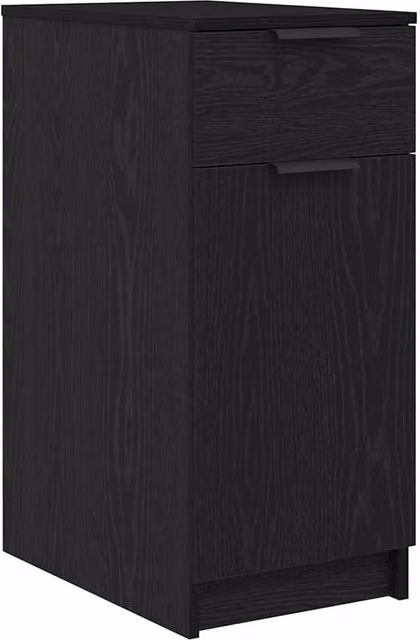 Berkfield Home Modern Desk Cabinet in Black Oak with Hinged Doors and Drawers, W/D/H: 33 x 50 x 75 cm