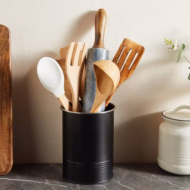 VonShef Freestanding Stainless Steel Utensil Holder in Black