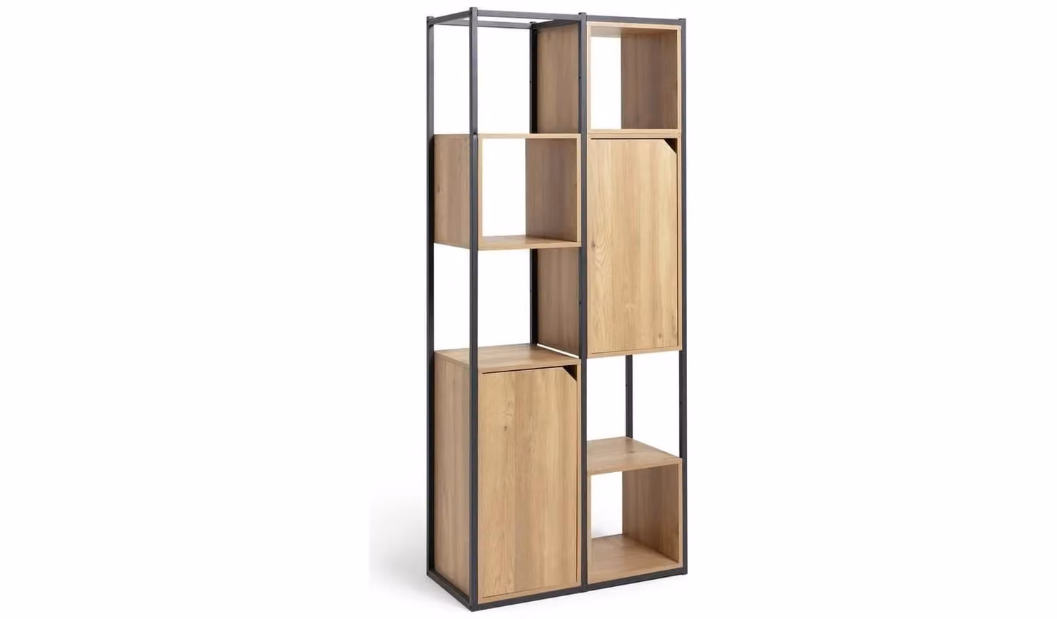 Cheap Furniture Warehouse Loft Living Industrial Tall Shelving Unit in Brown and Black, H: 187.0 cm x W: 79.0 cm x D: 37.5 cm