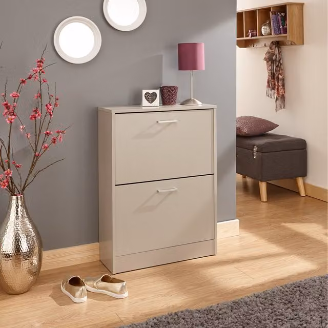 GFW Stirling Two Tier Shoe Cabinet in Grey – 1