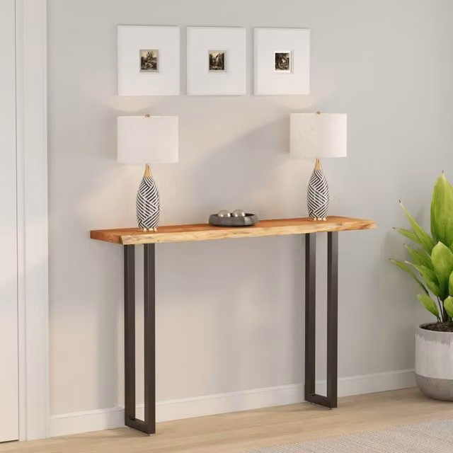 Berkfield Home Rectangular Solid Wood Acacia Live Edge Table Top, Brown, W: 160 cm, D: 30 cm, H: 3.8 cm