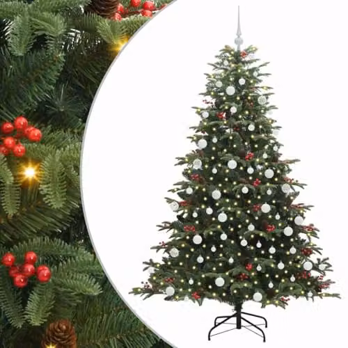 vidaXL Artificial Christmas Tree with 300 LEDs, Green, Height: 180 cm