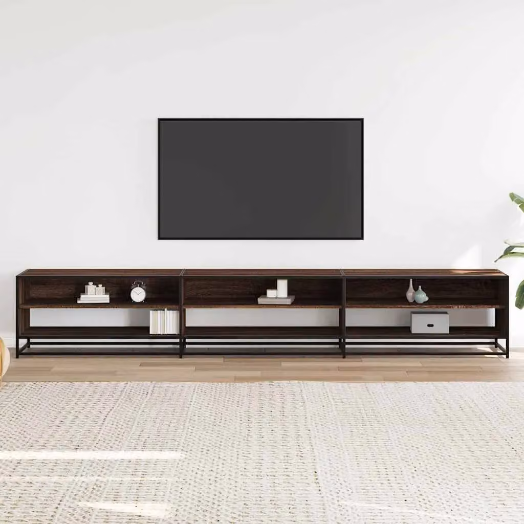Berkfield Home Industrial TV Cabinet in Brown Oak, W: 270 cm, D: 40 cm, H: 46 cm – 3