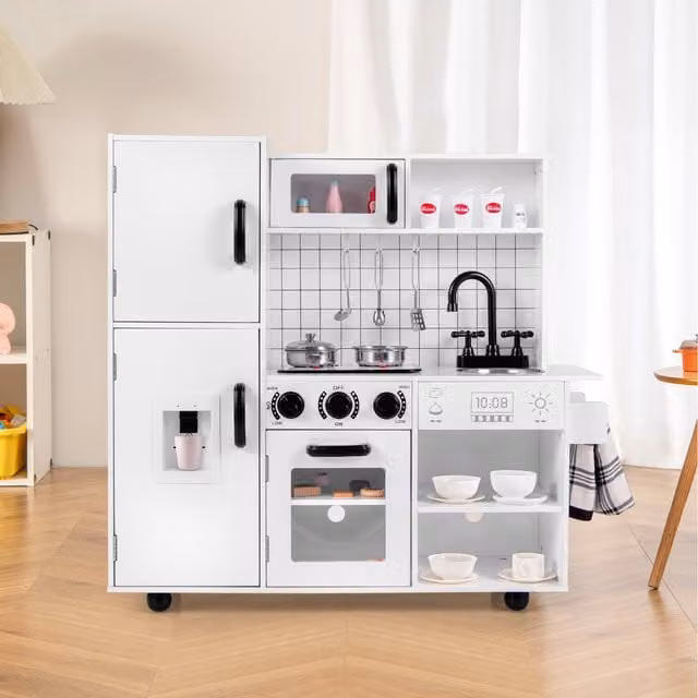 Costway Kids Play Kitchen Toy Set in White