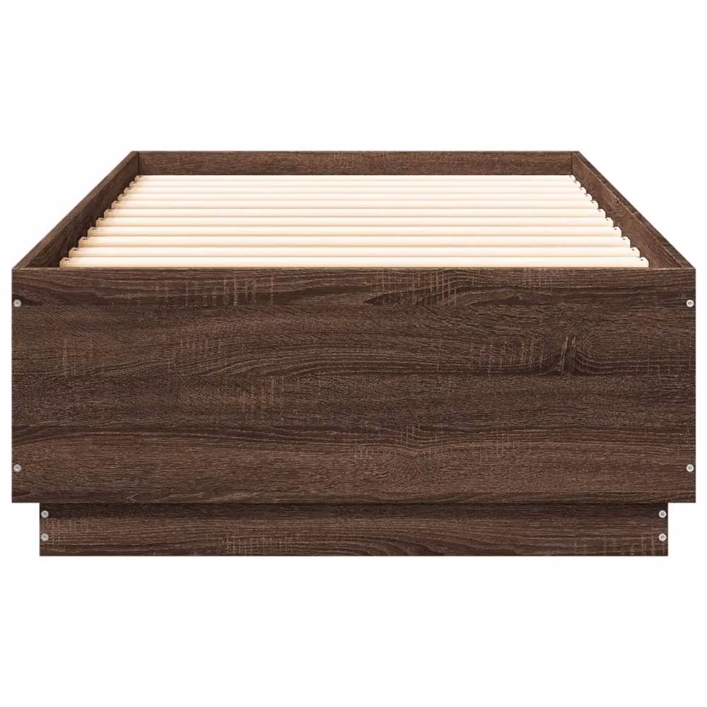 Berkfield Home Durable Bed Frame with Under-Bed LED Lighting in Brown Oak, W/D/H: 100 x 200 cm – 5