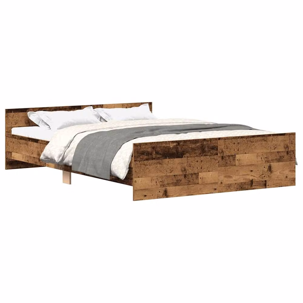 Berkfield Home Small Double Durable Bed Frame in Brown Old Wood with Drawers, W/D/H: 120 x 200 cm – 2