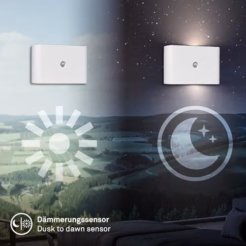 Briloner Rechargeable LED Wall Light with Motion Sensor and Up & Down Lighting, White, W/D/H: 16 x 9.5 x 6.5 cm – 8