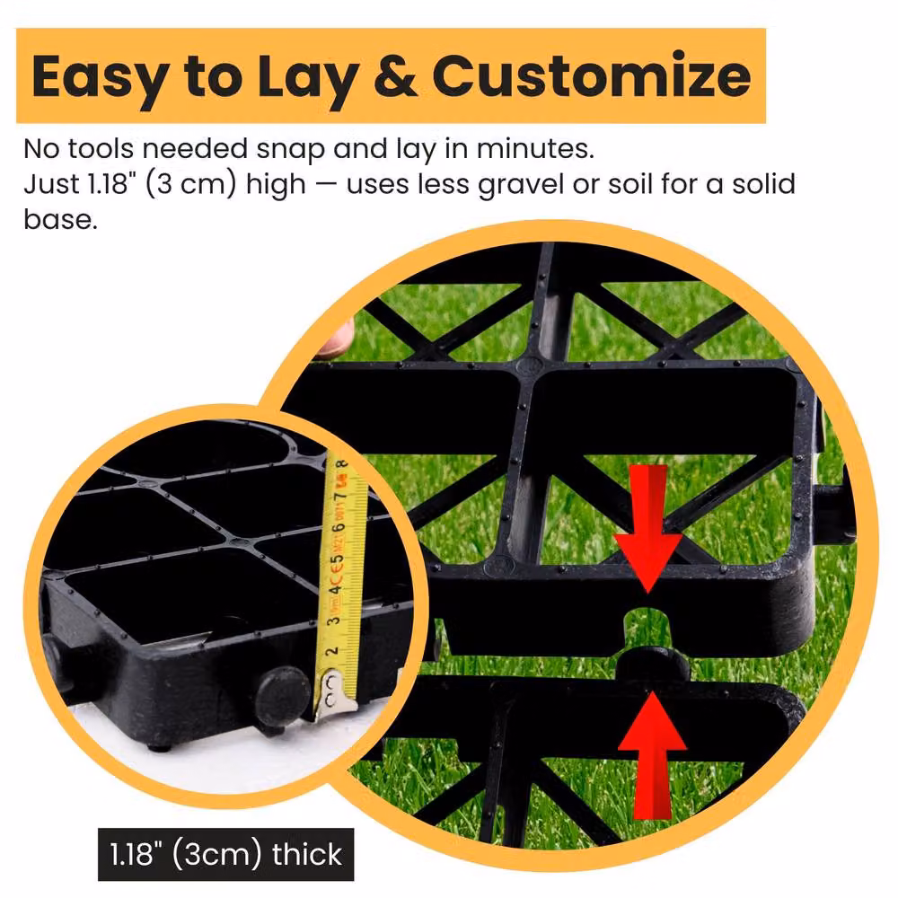 Novecrafto Black Plastic Gravel Grid Set for Driveways, Sheds and Garden Paths, 8 Pieces – 6