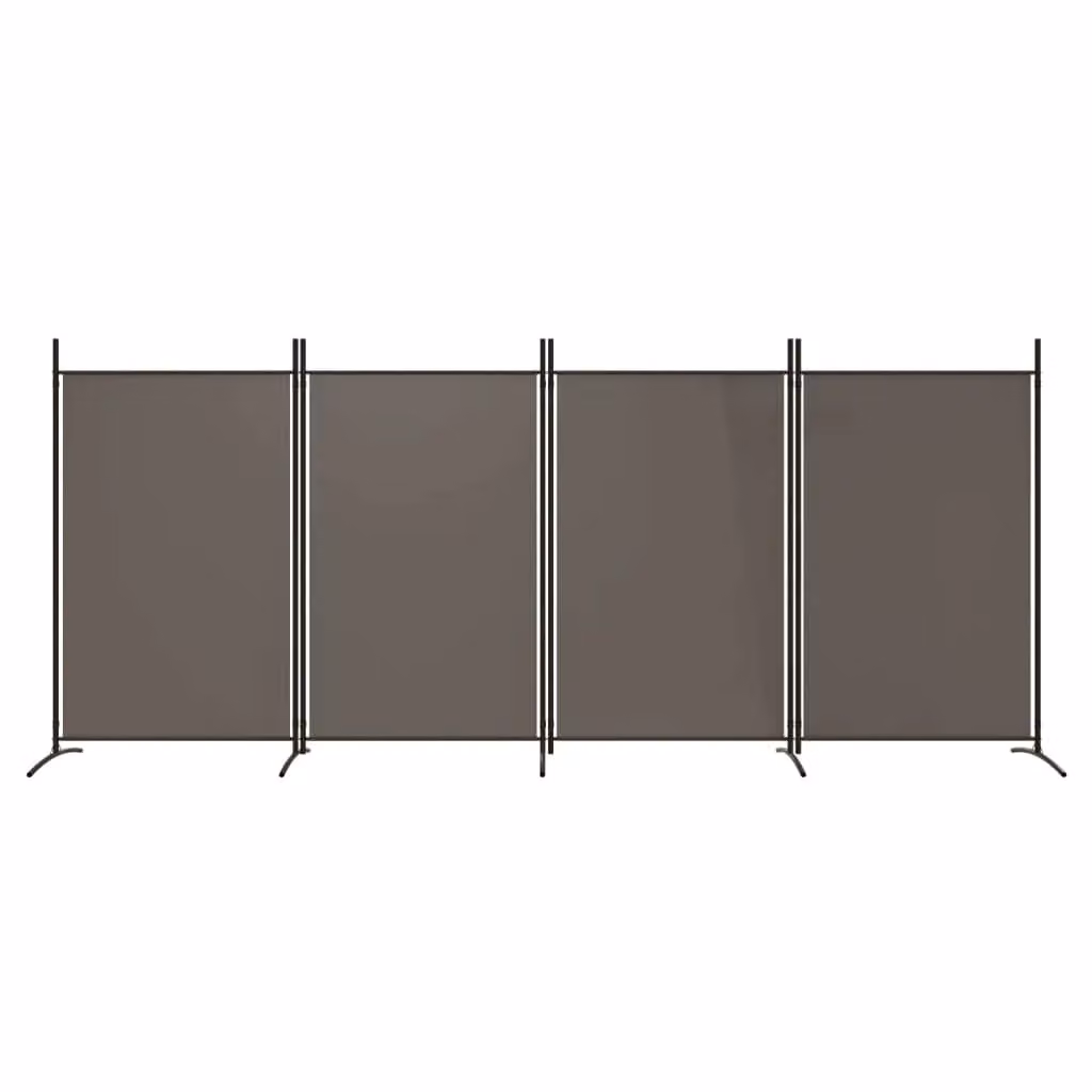 Berkfield Home 4-Panel Room Divider in Anthracite and Black Fabric, W: 346 cm, H: 180 cm – 2