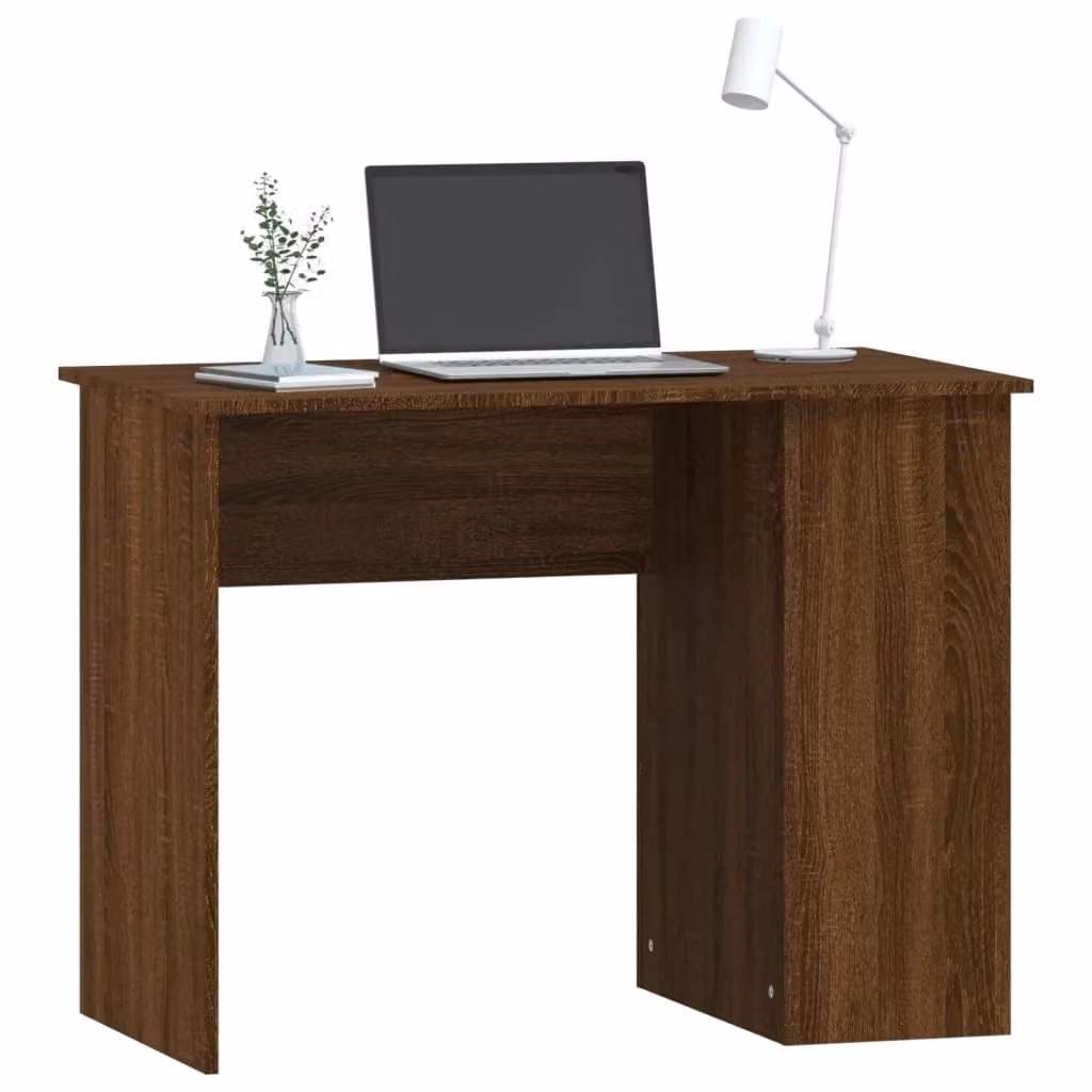 Berkfield Home Computer Desk in Brown Oak, W/D/H: 100 x 55 x 75 cm – 3