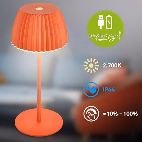 Briloner Riffle Mini Rechargeable LED Table Lamp, Orange, W/D/H: 8.5 x 8.5 x 20 cm – 3
